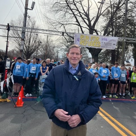 Blumenthal attended the annual IRIS Run for Refugees in New Haven.